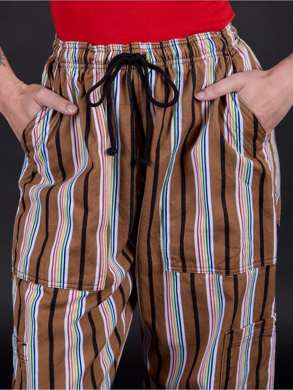 Big Bud Press brand new “retro rainbow” 🌈 striped drop POCKET PANTS / size XXS